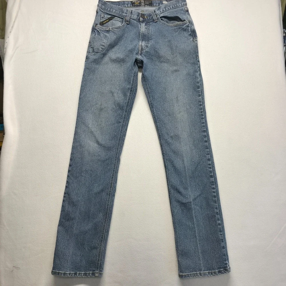Ariat M4 Rebar Relaxed Boot Cut Denim Blue Jeans Size 32x38 Actual 31x37
